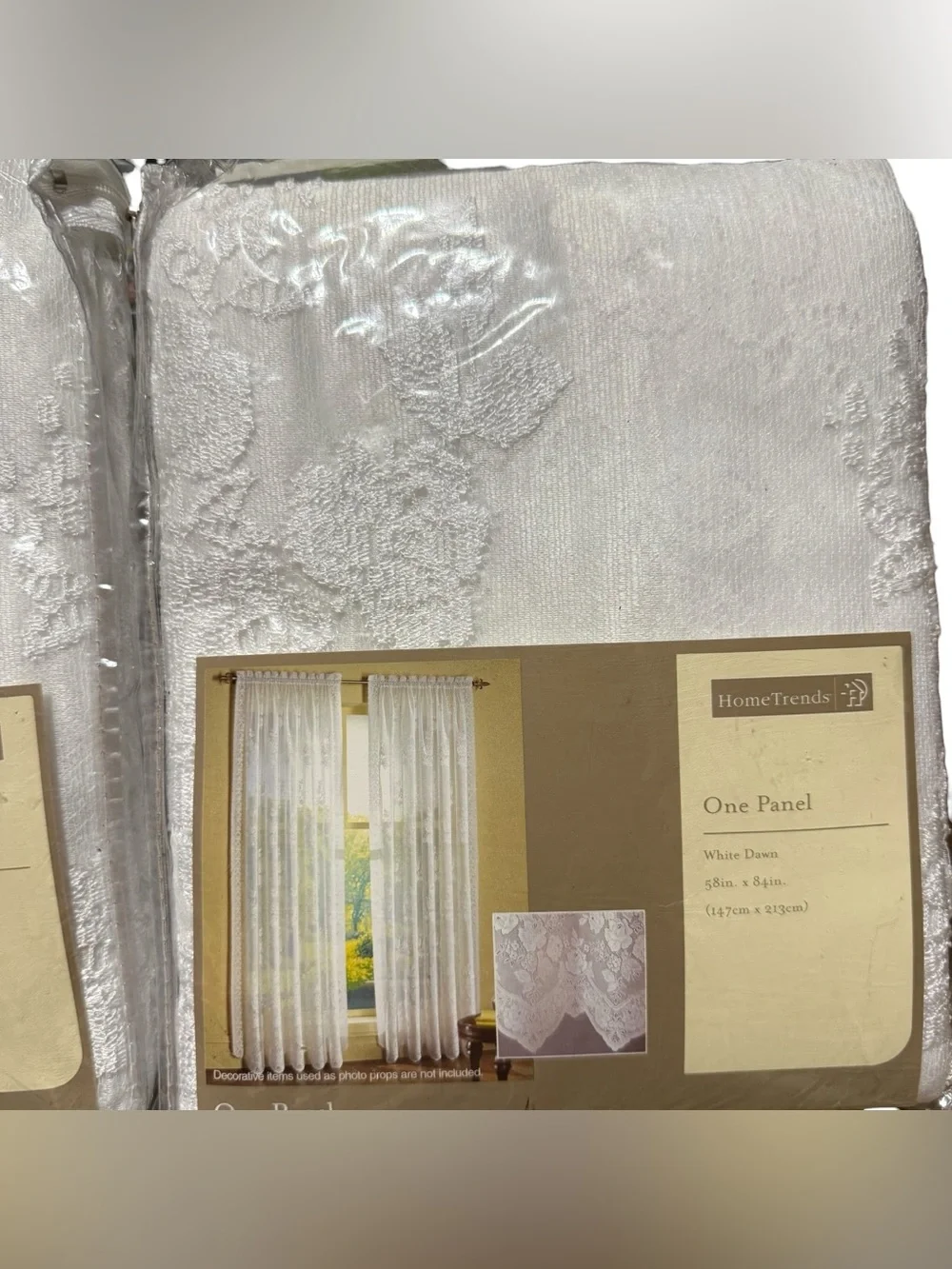 Home Trends Lace Curtain Panel, White Dawn, 58x84” Lot Of 2